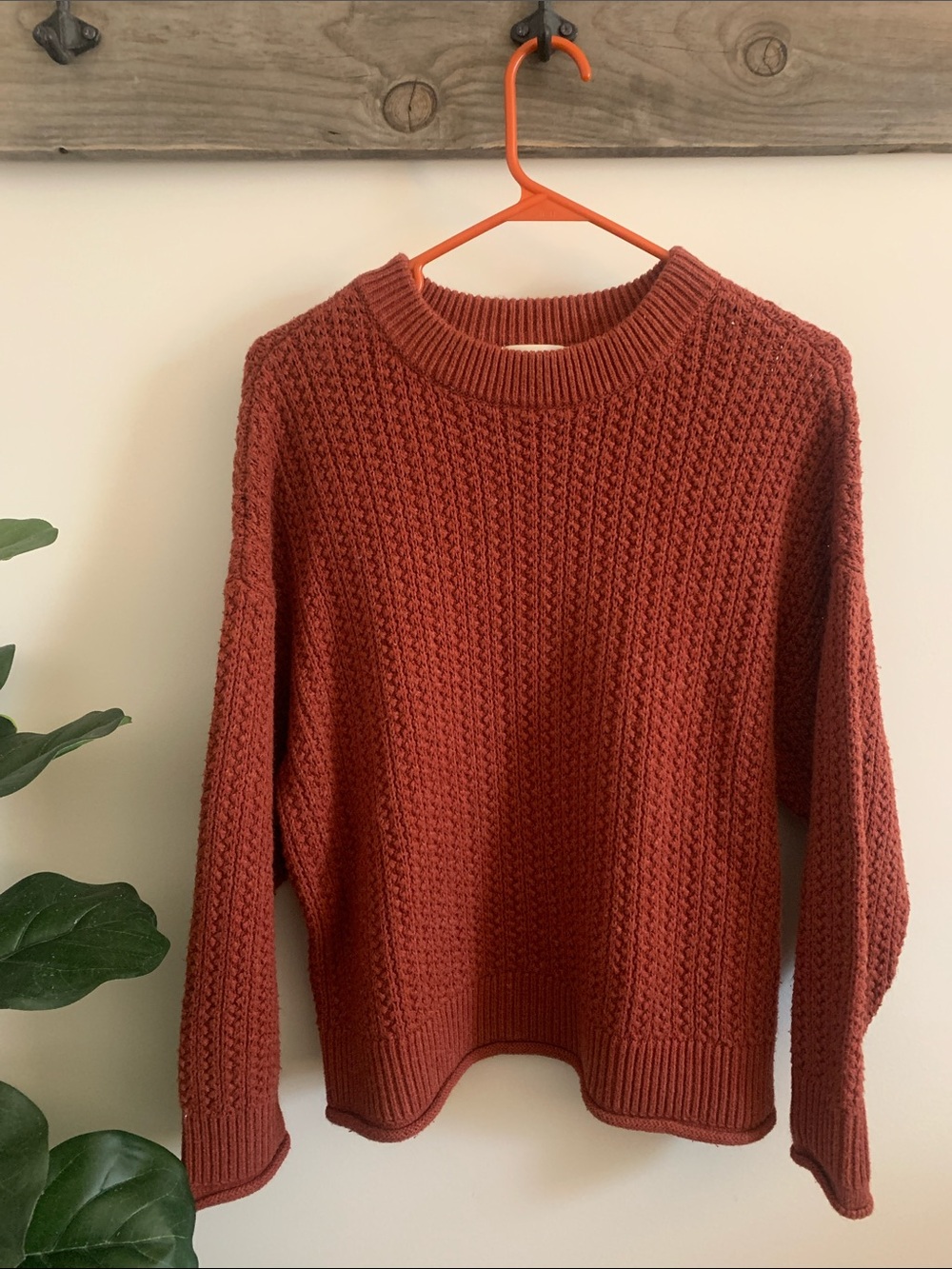 Universal Thread Women's Textured Crewneck Sweater in Rust